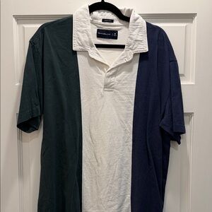 Abercrombie & Fitch Colorblock Polo - Green, White, Navy